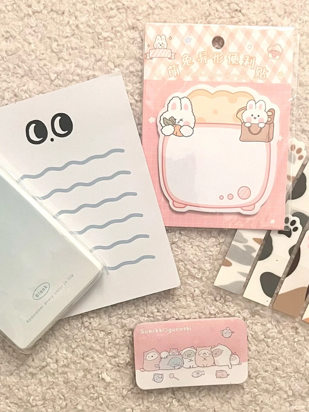 🎉 kawaii stationery bundle — cats, sticky notes, notebook, memo pad
